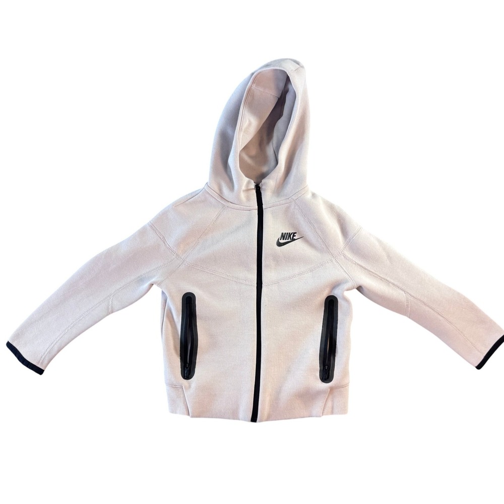 Nike Kids Tech Fleece Full Zip Hoodie Beige Oatmeal CU9223-206 Size 4-5 Years